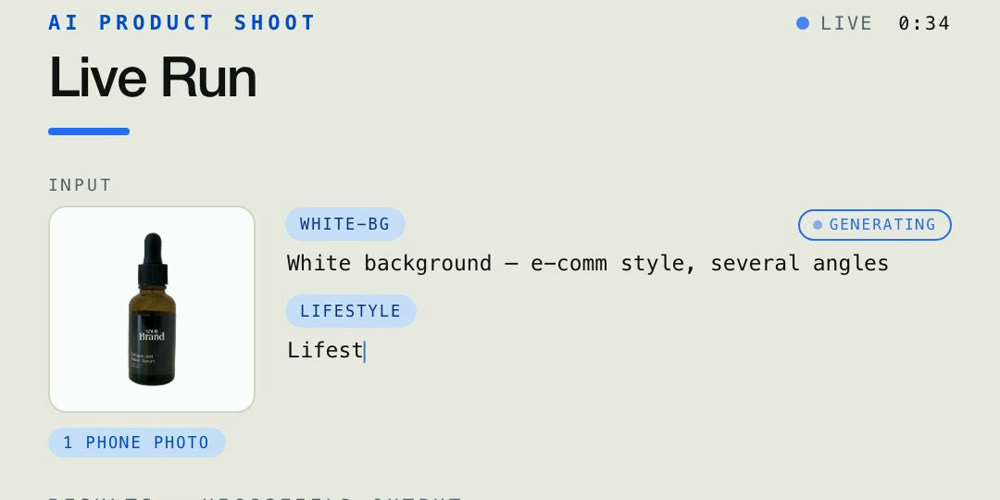 brief in — the run console mid-generate
